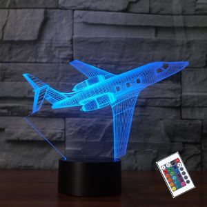 Avion Lampe d'illusion 3D LED veilleuse, 7 couleurs clignotantes USB Toucher Capteur Chambre Lampes de bureau pour Des gamins No&euml;l Anniversaire Cadeaux, D&eacute;coration d'int&eacute;rieur - Neuf