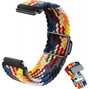 Tressés Sport Bracelet Pour Homme Femme,Sport Élastique Tissées Nylon Remplacement Bracelet Magnétique 22mm 20mm-Blanc Coloré - Neuf