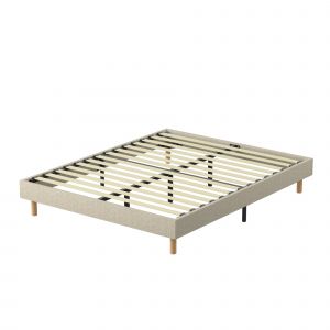 Sommier Tapissier 140x190cm, 14 lattes, 9 pieds Hauteur du cadre 29 cm - Neuf