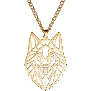 Kal-Collier Pendentif En Forme De Loup Squelette, &Eacute;l&eacute;ments De T&ecirc;te D'animal Classique Bois For&ecirc;t Nature Charme Bijoux En Acier Inoxydable Cadeau Pour Gar&ccedil;ons Hommes Filles - Neuf