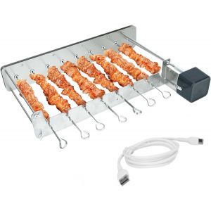 Ulteronixshop-Ensemble de brochettes en acier inoxydable, r&ocirc;tissoire &eacute;lectrique,gril &agrave; r&ocirc;tisserie,accessoire de r&ocirc;tisserie avec 10 pi&egrave;ces de r&ocirc;tissoire en acier inoxydable,grille de gril rotative aut - Neuf