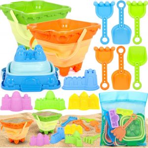 Eryi-14 Pièces Jeux De Plage Pour Enfant Avec Seau Château, Moules, Pelles Et Sac Filet ¿ Jouet De Plage Idéal Pour Bac À Sable, Jardin, Vacances Et Activités Extérieures ¿ Accessoires Colorés - Neuf