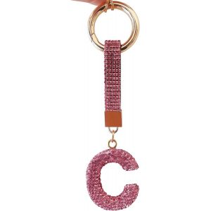 KAL-Porte Clef Lettres Pour Femmes Et Filles, Porte-Clés Rose, Accessoires Brillants Pour Clés/Clés De Voiture/Sacs À Dos Et Sacs À Main, Cadeaux Pour Femmes - Neuf