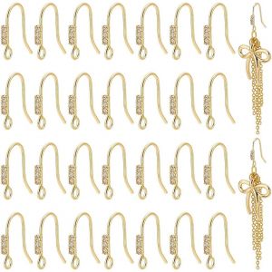 Kal-30pcs Crochet De Boucle D'oreille Plaqué Or 14 Carats Avec Strass Et Boucles D'oreilles Françaises Boucles D'oreilles Avec Boucle Et Diamants Boucles D'oreilles Pendantes Pour Bijoux - Neuf
