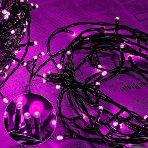 BASA Guirlande Lumineuse 8 Mode 10M 100 LED, Décoration Romantique pour Sapin de Noël Mariage Fête,Guirlande Intérieure (Fil Vert, Violet) - Neuf