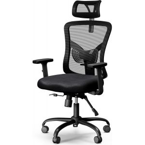Ulteronixshop-Chaise de Bureau Ergonomique avec Support Lombaire, Appui-t&ecirc;te 2D, accoudoirs r&eacute;glables, Coussin am&eacute;lior&eacute;, Inclinaison &agrave; Bascule de 130&deg;, Chaise d'ordinateur pour Bureau &agrave; Domicile - Neuf