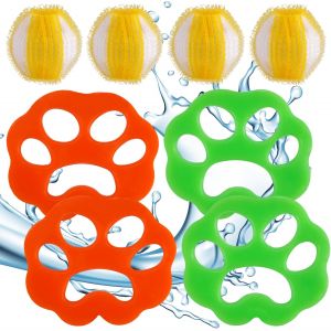 MEVRONISSHOP-8 Pi&egrave;ces Attrape Poil Machine a Laver, Attrape-Poils R&eacute;utilisables pour V&ecirc;tements, Portable Boule Attrape Poils Machine a Laver, Boule de Lavage pour &eacute;liminer Poils des Canap&eacute;s, Draps et - Neuf