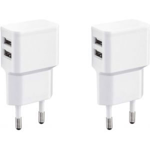 ERYI-2X Double Chargeur Usb 12W / 2400Ma Pro Series Alimentation Universelle Adaptée Pour Téléphone Portable, Batterie Externe Et Enceinte Bluetooth (90 °,Usb 2 Voies) Blanc - Neuf