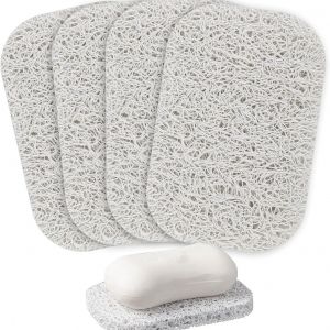 Lot de 2 porte-savons antidérapants et durables avec égouttoir automatique en forme de bobine pour ranger le savon blanc - Neuf