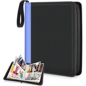 Mdy-Classeur Carte,Porte Cartes Avec 55 Pages De 440 Cartes,Organisateur De Cartes Pour Cartes De Jeu Tcg (Costuras Azules Y Negras, 440 Bolsillos) - Neuf