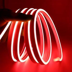 ERYI-Ruban Led Néon Rouge 5M, 12V Bande Led Lumineuse Néon Ip65 Etanche Découpable Silicone Bandeau Lumineuse Led Pour Intérieur Décoration, Chambre, Cuisine, Fête, Sans Adaptateur - Neuf