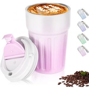 Tasse Isotherme En Acier Inoxydable De 400 Ml (Rose), Étanche, Sans Bisphénol A (Bpa), Réutilisable, Pour Le Café Et Le Thé, Idéale Pour Les Voyages Chauds Et Froids. - Neuf