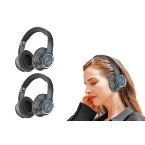 Casque Bluetooth sans fil avec r&eacute;duction de bruit, conception supra-auriculaire - Noir (2 pi&egrave;ces) - Neuf