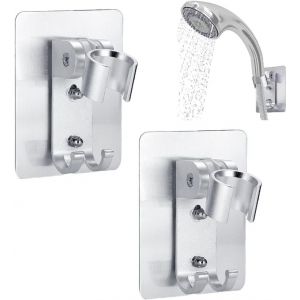 2 Pcs Accroche Douchette Orientable Support,avec &agrave; Angle R&eacute;glable Support Mural pour Pommeau de Douche,Support Pommeau Douche,Support de Baguette de Douche R&eacute;glable,pour Salle de Bain H&ocirc;tel(Argent) - Neuf