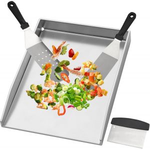 Ulteronixshop-Plancha Plaque de cuisson en acier inoxydable 44,5 cm avec spatule pour barbecue Weber Spirit 200 & 300 Series, Brooklyn Next, San Diego Next - Neuf