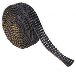 Ruban de strass a 5 rangees de 1 m, chaine en cristal thermocollante, accessoires de decoration pour vetements (noir) - Neuf