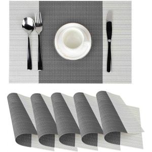 Eryi-Lot De 6 Sets De Table Faciles À Nettoyer, Antidérapants, Résistants À La Chaleur, Lavables En Vinyle Tissé Et Pvc (30 X 45 Cm) (Rayures) - Neuf