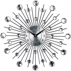 ChenQuanSarl-Horloge Murale De Fer Art D'Or Silencieux Horloge D&eacute;corative Unique Forme Moderne Cuisine Mur Horloges Home Decor Horloge Pour Le Salon, Bureau, &Eacute;cole (Argent M&eacute;tallique) - Neuf