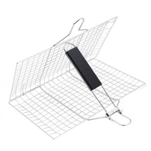 Grille de barbecue en acier inoxydable, support pour poele a frire, accessoires de barbecue, panier a barbecue pliable et sur, en acier inoxydable. - Neuf