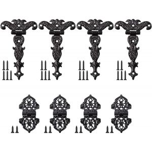 8 Pi&egrave;ces Charni&egrave;re Vintage Noir Charni&egrave;re Antique en T Charni&egrave;re Vintage Meuble Charni&egrave;re R&eacute;tro Noir avec Vis Charniere Decorative Ancienne pour Portes Armoires Bo&icirc;tes &agrave; Bijoux 2 Mod&egrave;les - Neuf