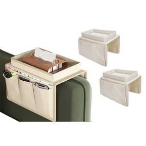 Lot de 2 sacs de rangement avec poches pour accoudoirs de canap&eacute; et fauteuil. - Neuf