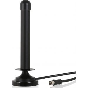 DVBT2 HD/DVBT Antenne TV/Radio Num&eacute;rique pour TV/PC, Antenne passive Chambre avec Socle Magn&eacute;tique et Haute Puissance de R&eacute;ception (Gain: 6dBi/Longueur de C&acirc;ble: 300 cm), Noir - Neuf