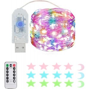 Kalanka-Guirlande Lumineuse Led, 50 Leds, Fonction Minuterie, 8 Modes Guirlandes Usb Ext&eacute;rieur/Int&eacute;rieur &Eacute;tanche Avec T&eacute;l&eacute;commande Pour Chambre, Cour, Mariage, No&euml;l, Bricolage, Etc. (Color&eacute;) - Neuf
