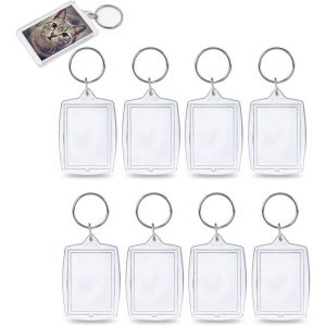 Asas-25pcs Porte-Clés Photo Transparent En Acrylique Porte Clef Photo Personnalisé Rectangle Cadeau Pour Fête Des Mères Pour Insérer Photo/Image/Diy/Halloween/Noël/Saint Valentin-(Insert 46x32mm) - Neuf