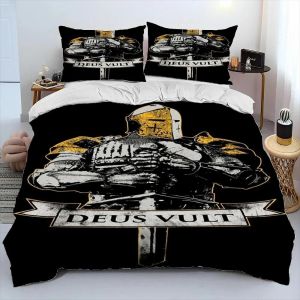 Parure De Lit Avec Housse De Couette Et Taie D'oreiller, Motif Chevalier, Templier, Croisé, King Size Et Queen Size - Neuf