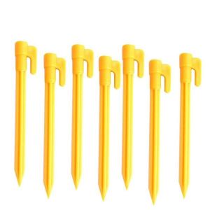 Lot De 100 Piquets De Tente Légers Et Résistants ¿ Piquets En Plastique Durable De 14,7 Cm Pour Camping Et Randonnée ¿ Jaune Haute Visibilité - Neuf