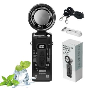 Vitesse Mini Ventilateur Portable, 100 Fichiers Haute Ventilateur Portable, Brumisateur Rechargeable Vent Froid, Affichage &agrave; Bande Lumineuse Led Variable,Pour SportifCamping Mini Ventilateentilate - Neuf
