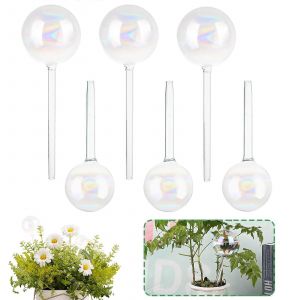 Lot de 6 boules d'arrosage en verre colore pour plantes d'interieur et d'exterieur - Neuf