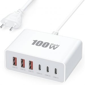 ChenQuanSarl-Chargeur Usb C, 100W 6 Ports Pr Usb C, Chargeur Rapide Phone, Multipr Type C Power Adaptateur Pour Phone 16 15 14 13 12 11 Pro X Xs Xr 8 7 6S Plus Mini Se, Samsung Galaxy, 1-Pi&iquest;ces-Blanc - Neuf