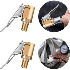 MEVRONISSHOP-Mandrin pneumatique avec Clip Adaptateur, 2 Jeux de gonfleur de Pneu avec connecteur barbel&eacute; pour r&eacute;paration de Tuyau Valve de mandrin &agrave; air &agrave; d&eacute;bit Ouvert 1/4"" sans Fuite Adaptateur (A) - Neuf