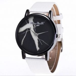 Zhoulianfa À La Mode Unisexe Décontracté Marbré Motif Quartz Montre-Bracelet (Blanc) - Neuf