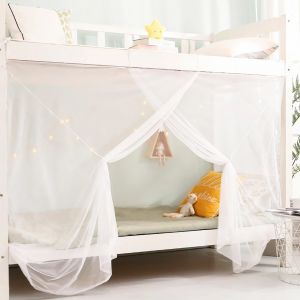 8 Rideaux De Lit À Baldaquin Pour Filles Et Garçons Décoration De Lit,Baldaquin De Lit Pour Dortoir,Lit D'appoint,Lit De 1 À 1,8 M Ou Camping En Plein Air,1 M/White - Neuf