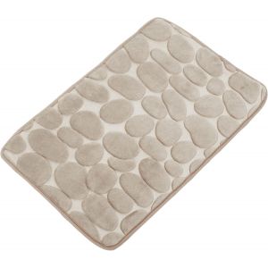 KAL-Pavé Motif Salle-De-Bain Tapis, Polyester Bain Tapis, Machine Lavable Beige 23.62""X15.75 - Neuf