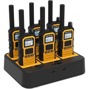 Rb648 Plus Talkie Walkie Longue Port&eacute;e,Talkie-Walkie &Eacute;tanche Ip67 Avec Chargeur 6 Voies,Appel De Groupe,2000 Mah,Talkies Walkies Avec &Eacute;cran Lcd Pour Chantier De Construction (6 Pi&egrave;ce) - Neuf