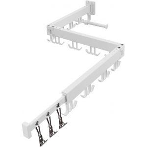 &Eacute;tendoir &agrave; v&ecirc;tements mural avec fonctions pliables (trois volets)&eacute;conomiseur d'espace&eacute;tendoir mural pour lingebalconsalle de bain (blanc) - Neuf