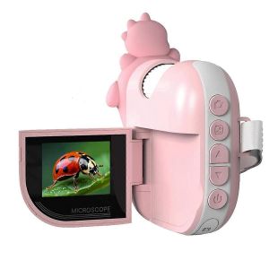 Microscope pour enfants, mini microscope portable avec 8 lumi&egrave;res LED r&eacute;glables, &eacute;cran LCD de 2 pouces - Neuf