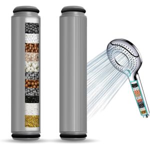 KGABERY-Lot De 2 Filtres À 15 Couches Pour Douchette Meko,Diamètre : 2,5 CmxHauteur : 10,8 Cm,Filtre De Rechange,Filtre De Douche,Douchette À Main,Filtre Pour Eau Dure Pour Filtrer L'Eau Dure,Le - Neuf