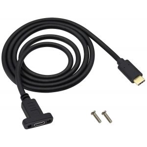 ERYI-Usb Type C Mâle To Femelle Câble Adaptateur Avec Usb C Panel Mount Gen2 10Gbit/S Pour Ordinateur Portable,Tablette,Charge, Données,Audio,Vidéo(1M/3Pied) - Neuf