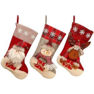 3 pi&egrave;ces de 18 pouces grandes chaussettes de No&euml;l enfants sac cadeau d&eacute;corations de No&euml;l pour les personnes &acirc;g&eacute;es + bonhomme de neige + &eacute;lan - Neuf