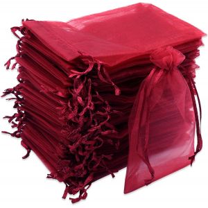 Jexnovashop-100pcs 10x15cm Rouge Sacs Organza, Sachets Pochettes Cadeau En Organza Avec Cordon De Serrage, Sac &Agrave; Bijoux Sachets Pour Lavande, Id&eacute;ales Pour Bijoux Cadeaux Bonbons Marriage - Neuf