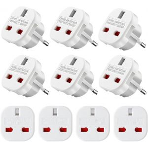 JGD-Adaptateur Voyage Universel, 10 pi&egrave;ces Adaptateur UK vers Prise Europ&eacute;enne, Adaptateur Prise Universelle, Adaptateur Prise Anglaise, Prise de Type G vers 2 Broches Europ&eacute;enne Mod&egrave;le | Blanc - Neuf
