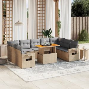 Prolenta Premium - Salon De Jardin Avec Coussins 10 Pcs Beige R&eacute;sine Tress&eacute;e - Neuf