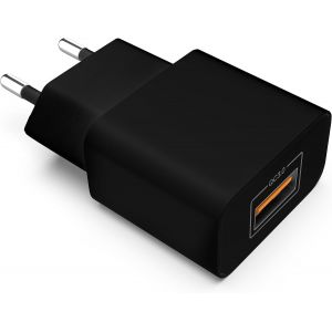JGD-Chargeur Rapide Secteur - Quick Charge 1 Port USB 18 Watt - Prise Murale EU Universelle pour par ex. Apple, Samsung, HTC, LG, Sony - Noir - Neuf
