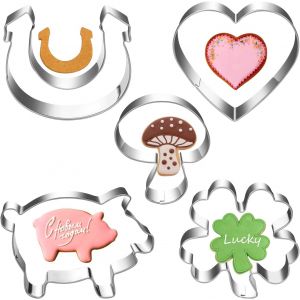 Lot De 5 Emporte-Pi&egrave;ces En Forme De Cochon, Emporte-Pi&egrave;ces En Acier Inoxydable, Moule &Agrave; Biscuits Cochon Pour Le Nouvel An, Porte-Bonheur En Forme De Cochon, Cadeaux Pour D&eacute;coration De G&acirc;teau - Neuf