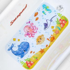 KALANKA-Tapis de bain antid&eacute;rapant pour enfant - 69,5 x 38,1 cm - Motif pieuvre de dessin anim&eacute; - Pieuvre rose - Neuf