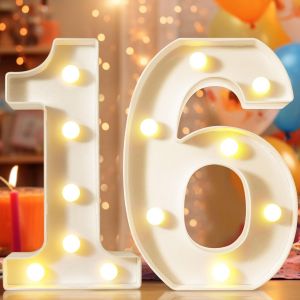 Trahoo-Chiffres Décoratifs Lumineux À Del De 22,4 Cm, Numéros De Chapiteau Pour Décorations De 16e Anniversaire, Panneau Lumineux Pour Fête D'anniversaire, Veilleuse, Décoration D'intérieur, Numéro 1 - Neuf